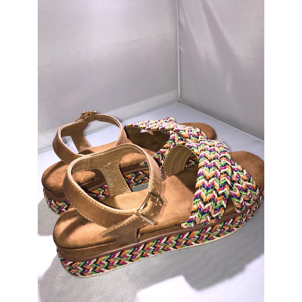 Patrizia by Spring Step Rocking Multi Color Woven Platform Sandals Tan Size 37 - Picture 4 of 9
